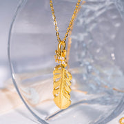 Jiaxy & K 24k 999 Feather Necklace 8.01g White Diamond 0.118ct - photo 2